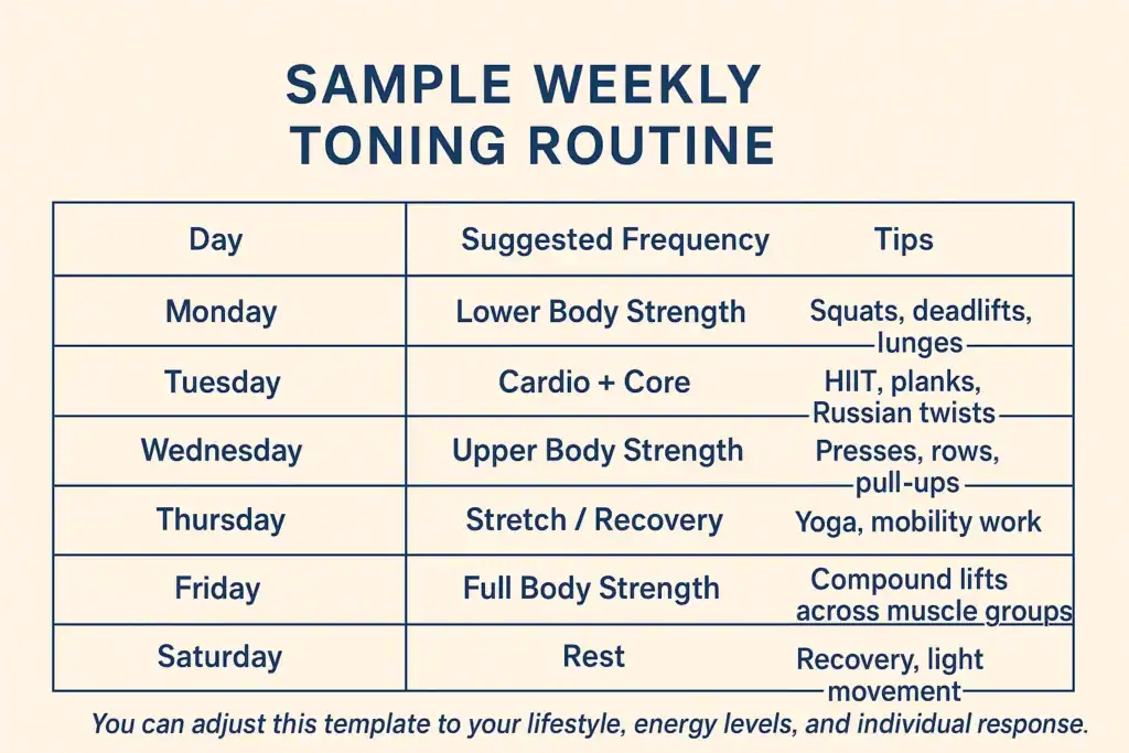 Achieving the Perfect Tone: How Often Should You Exercise for Results? 4 Weekly exercise Rushden plan graphic