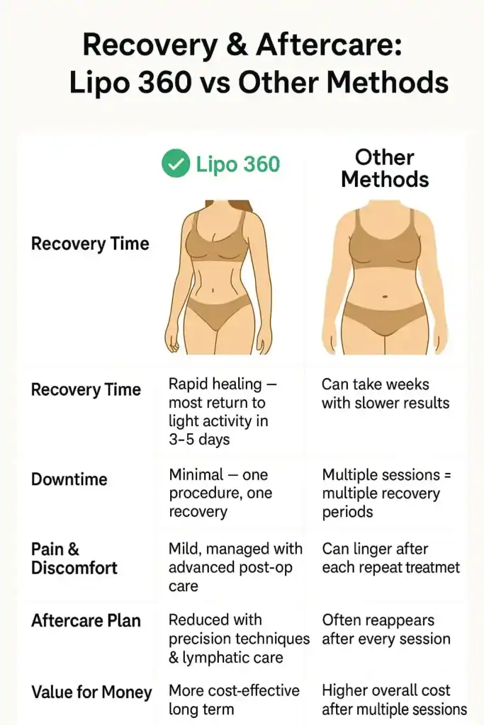 Recovery and Aftercare for Fat-Dissolving Surgery 2 Table to show fat dissolving injection aftercare Rushden
