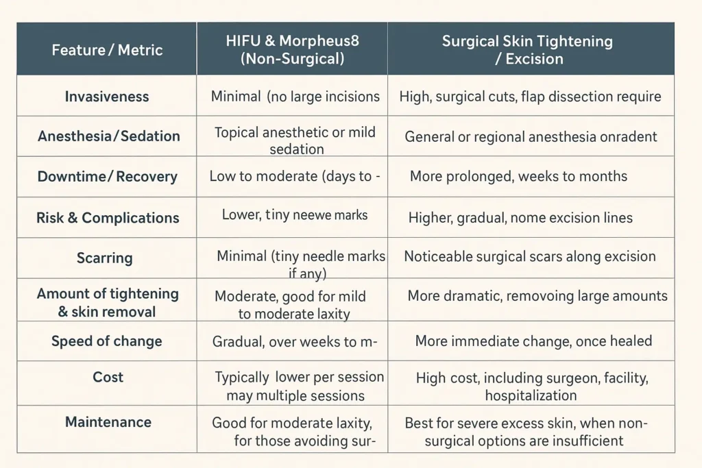 The Science of Skin Tightening 2 Table of skin tightening Rushden benefits compared to surgical options